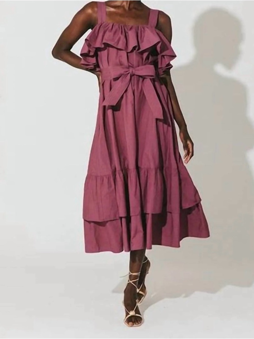 Cleobella NWT Marianne ORGANIC COTTON TIERED MIDI DRESS M PLUM